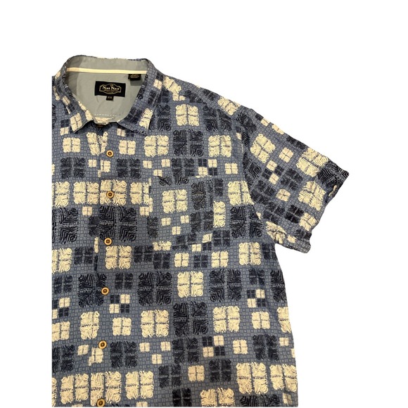 Nat Nast Other - Nat Nast Men's XXL Blue Geometric Button-Up Short Sleeve Pocket Silk Shirt